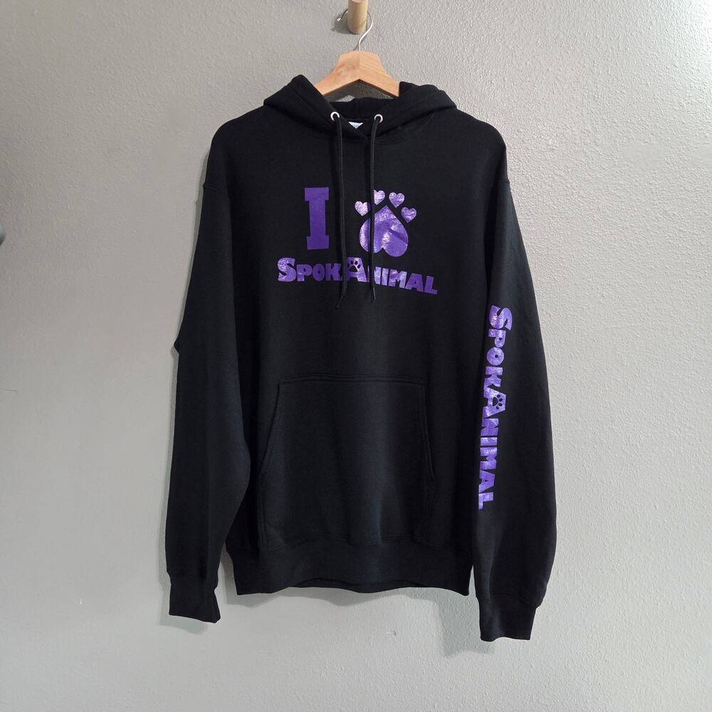 Port & Company Fleece Pullover Hoodie Sweatshirt, SpokAnimal "I Love SpokAnimal"